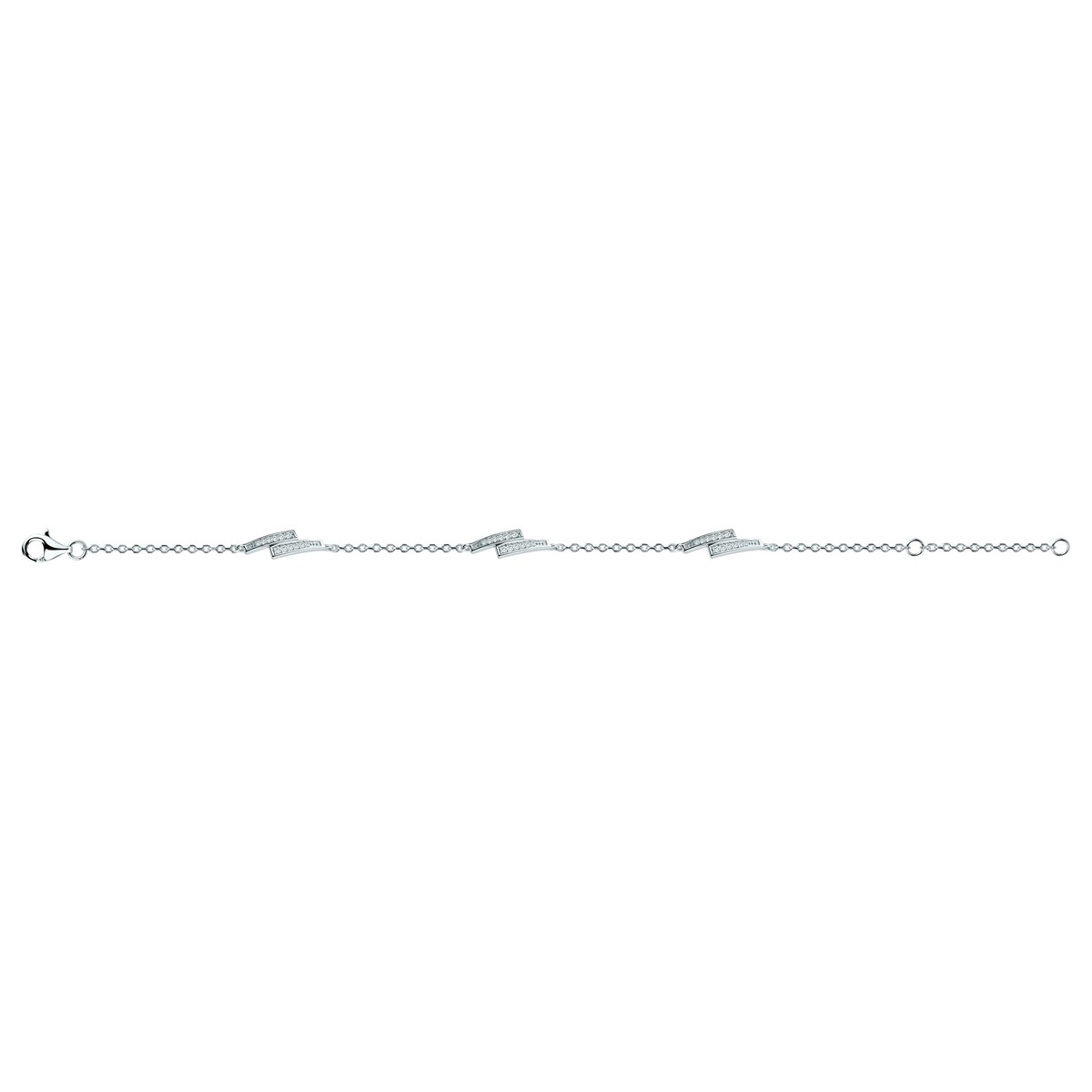 Bracelet souple multi-motifs en Argent avec oxyde de zirconium blanc