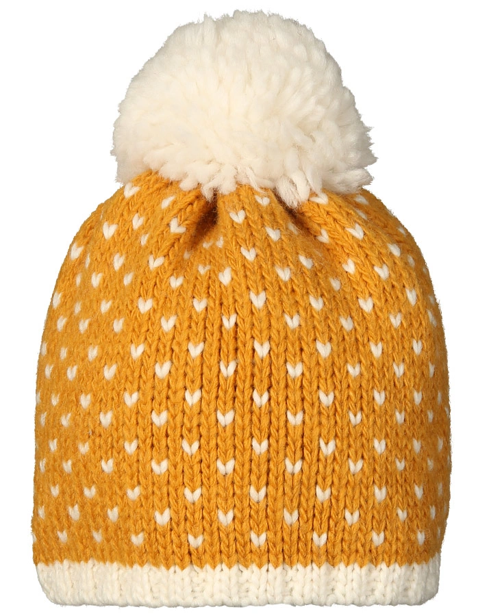 Strickmütze PEKONI mit Bommel in golden yellow/offwhite
