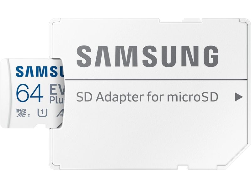 Samsung microSDXC-Karte Evo Plus 64 GB Auf Geschwindigkeit optimierte microSD Speicherkarte mit SD-Adapter