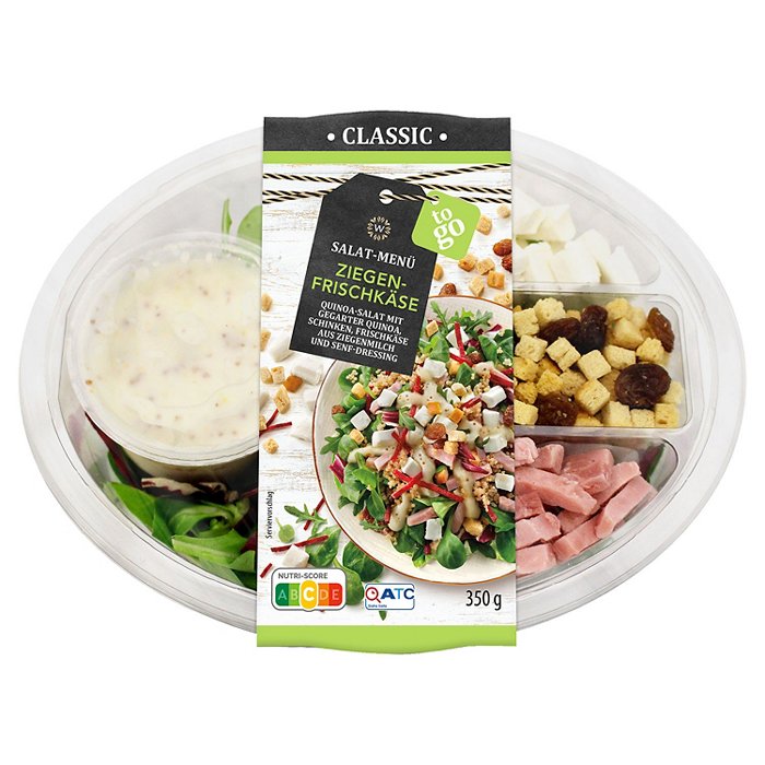 WONNEMEYER Salat-Menü Classic 350 g, Quinoa mit Ziegenkäse & Schinken