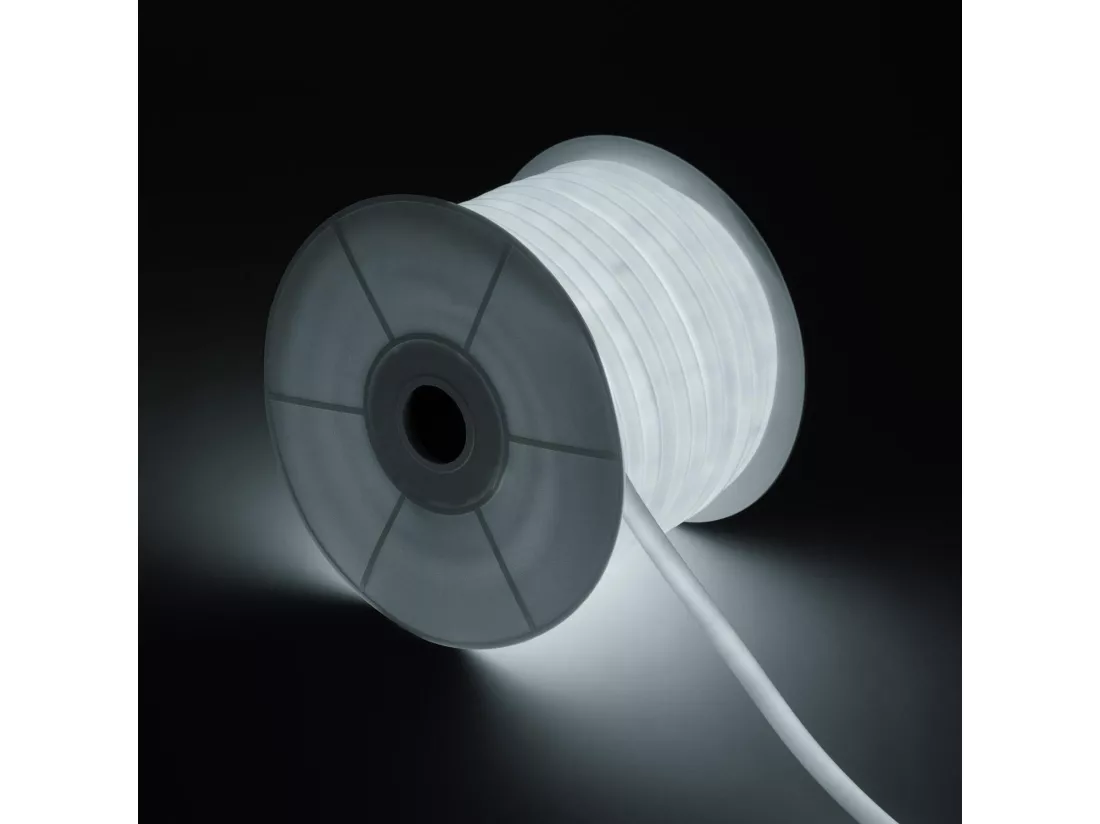 Bobine Néon LED Flexible 360º Rond Dimmable 220V AC 120LED/m IP67 Blanc Froid 50 Mètres sur Mesure Coupe Tous les 100cm Blanc froid