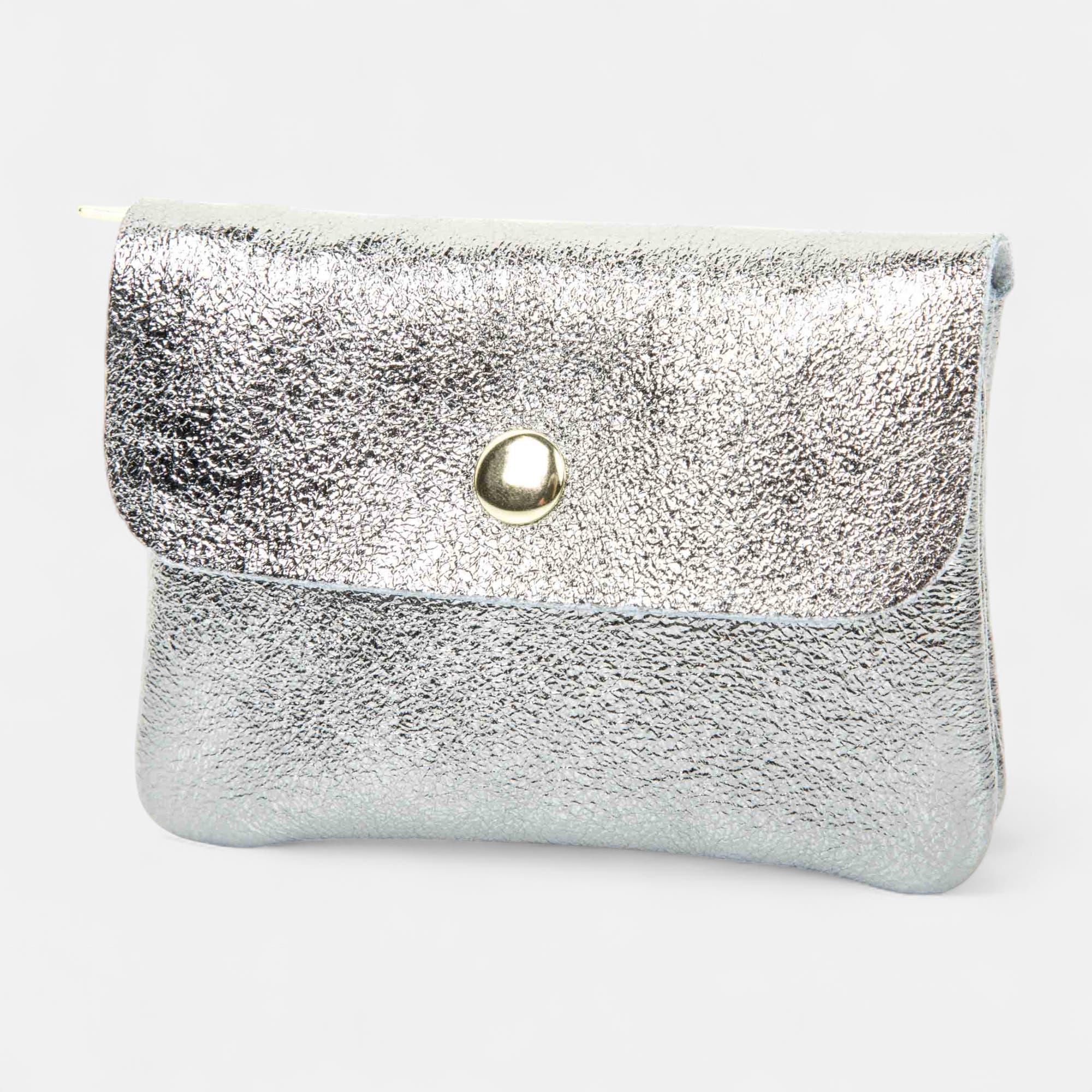 Petite maroquinerie en cuir argent