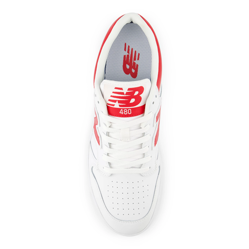New Balance BB480 Sneakers, White/Red, 40.5