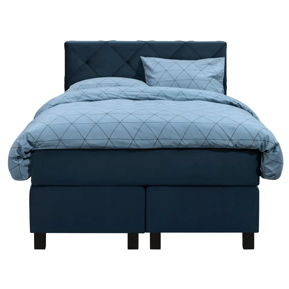 Boxspring Liv geruit - blauw - 120x200 cm - vierkante poot