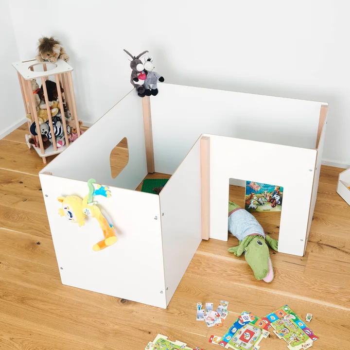 Tojo - wand Kinderspielhaus und Raumtrenner, weiss / Buche