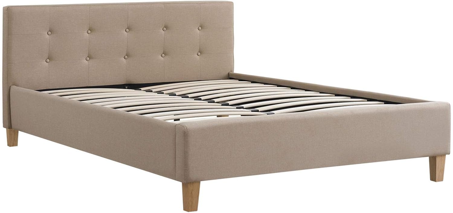 CARO-Möbel Polsterbett Adele Bett mit Stoff in beige 140x200 cm Doppelbett Jugendbett inklusive Lattenrost, Stoffbezug