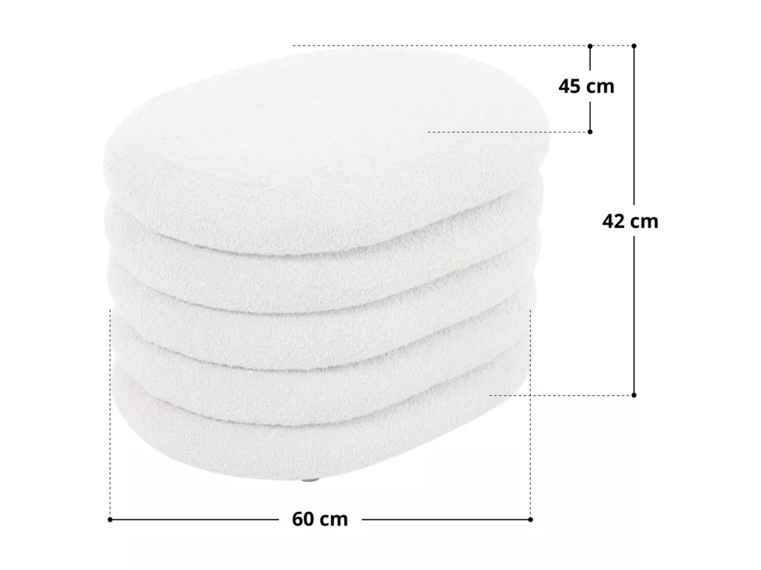 Pouf avec espace de rangement et revêtement en boucle