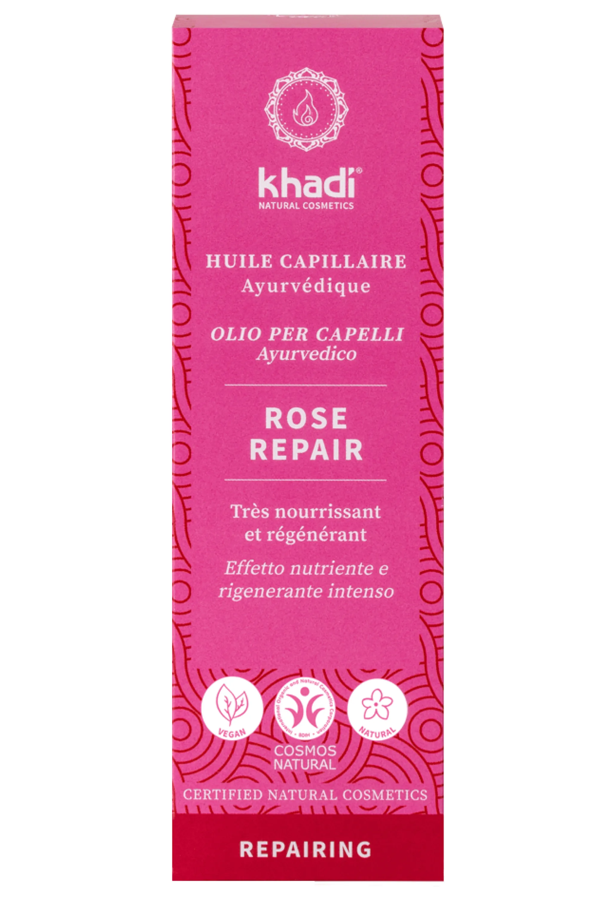 KHADI Huile capillaire régénérante et réparatrice Rose Repair-50 ml