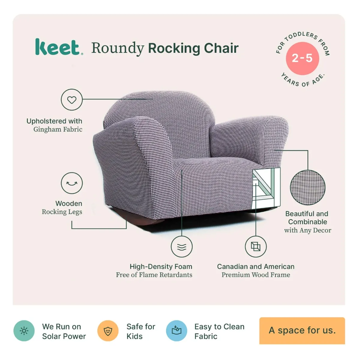 Keet Fauteuil Berçant Roundy pour Enfant - Gris