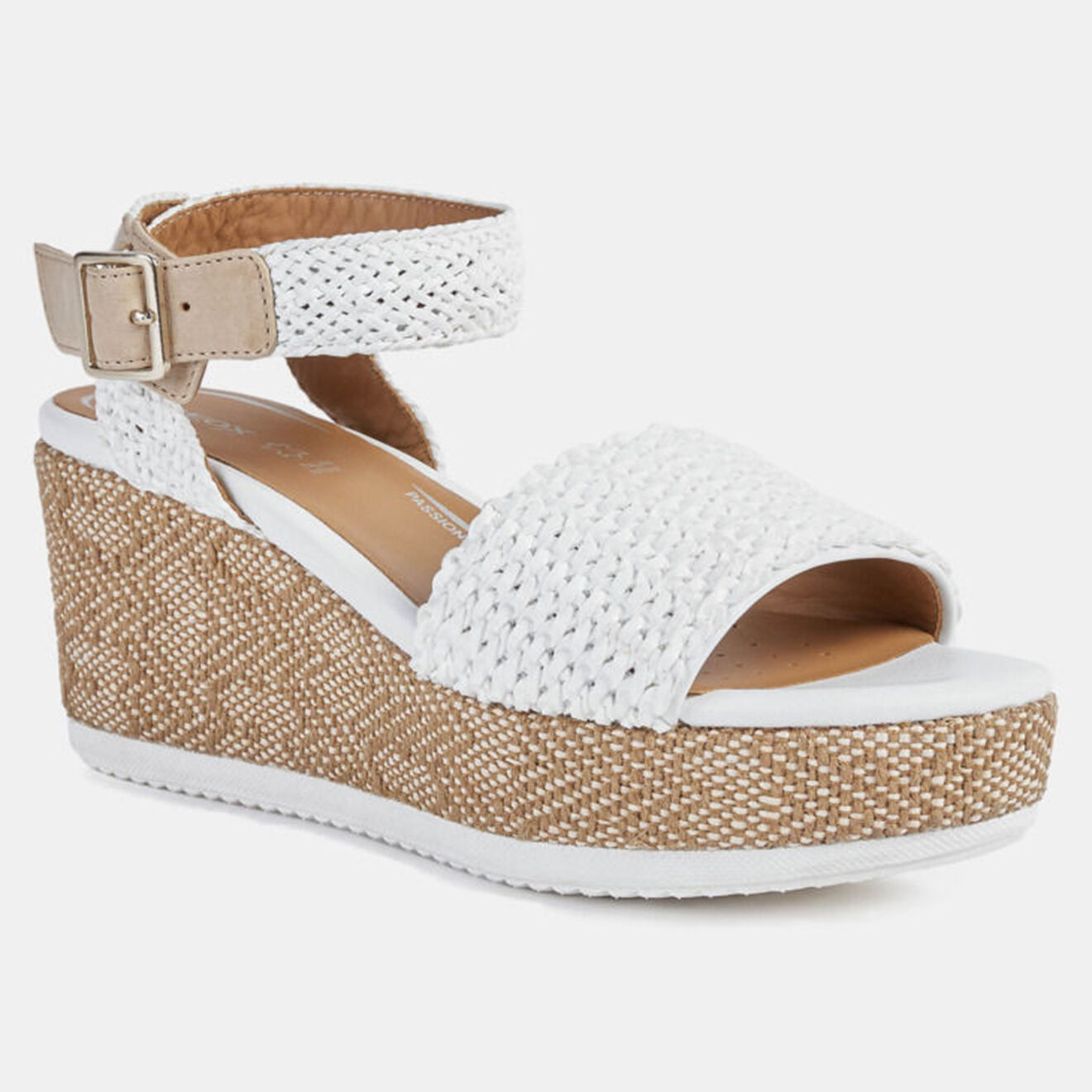 Geox Sandales Lipari blanc/beige - Talon 7 cm