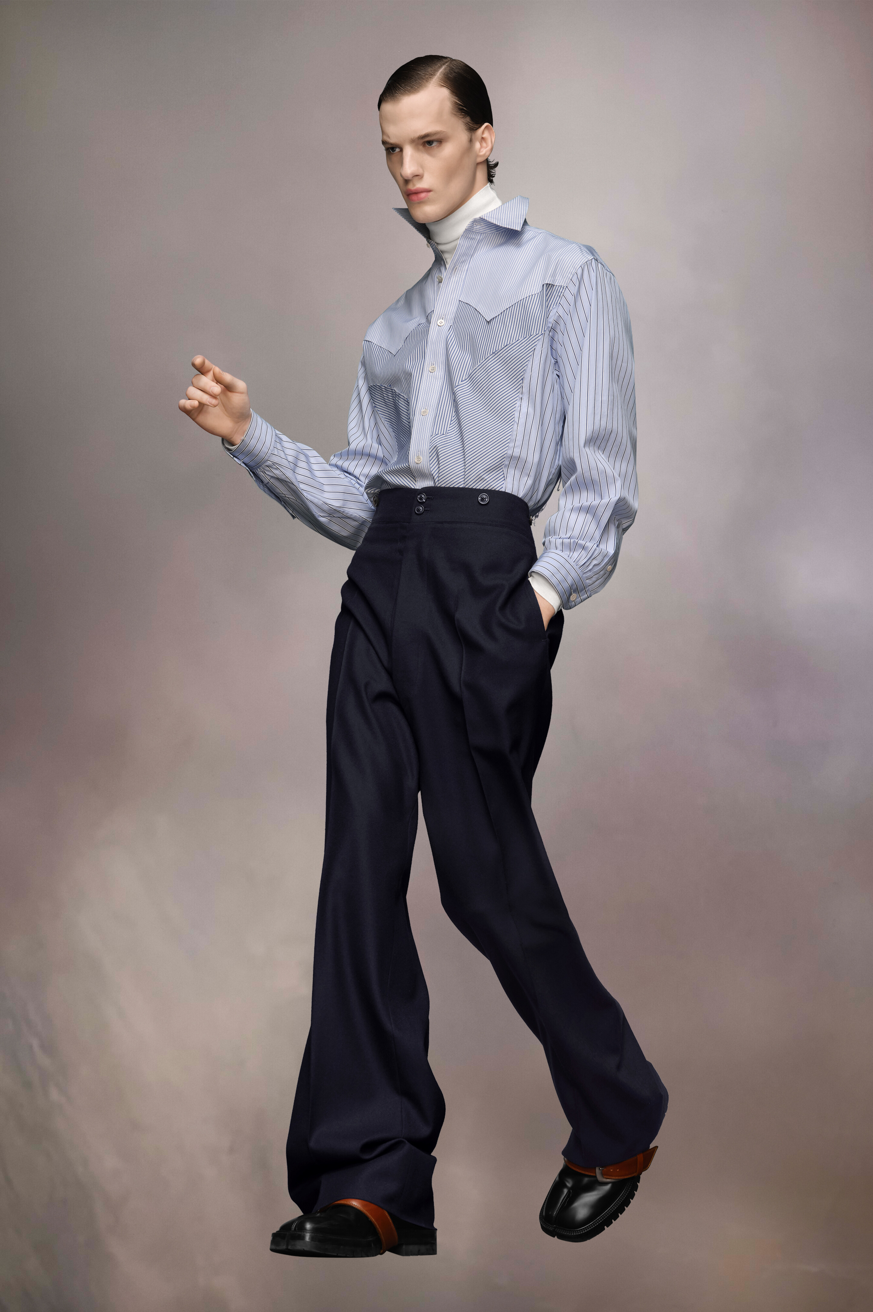 Pantalon en laine barathea Bleu Navy