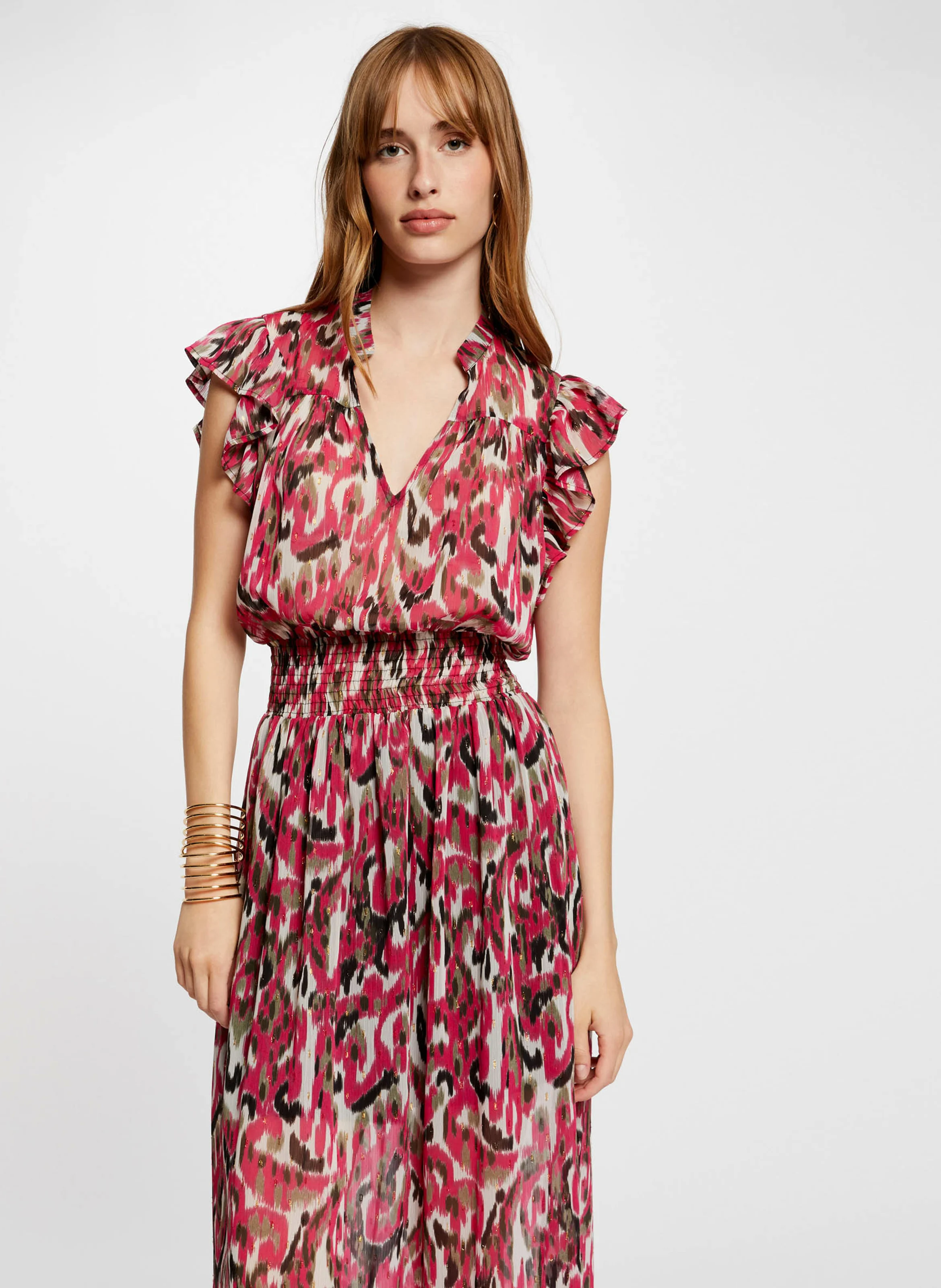 RTINA.F - Robe longue cintrée imprimée| Multicolore