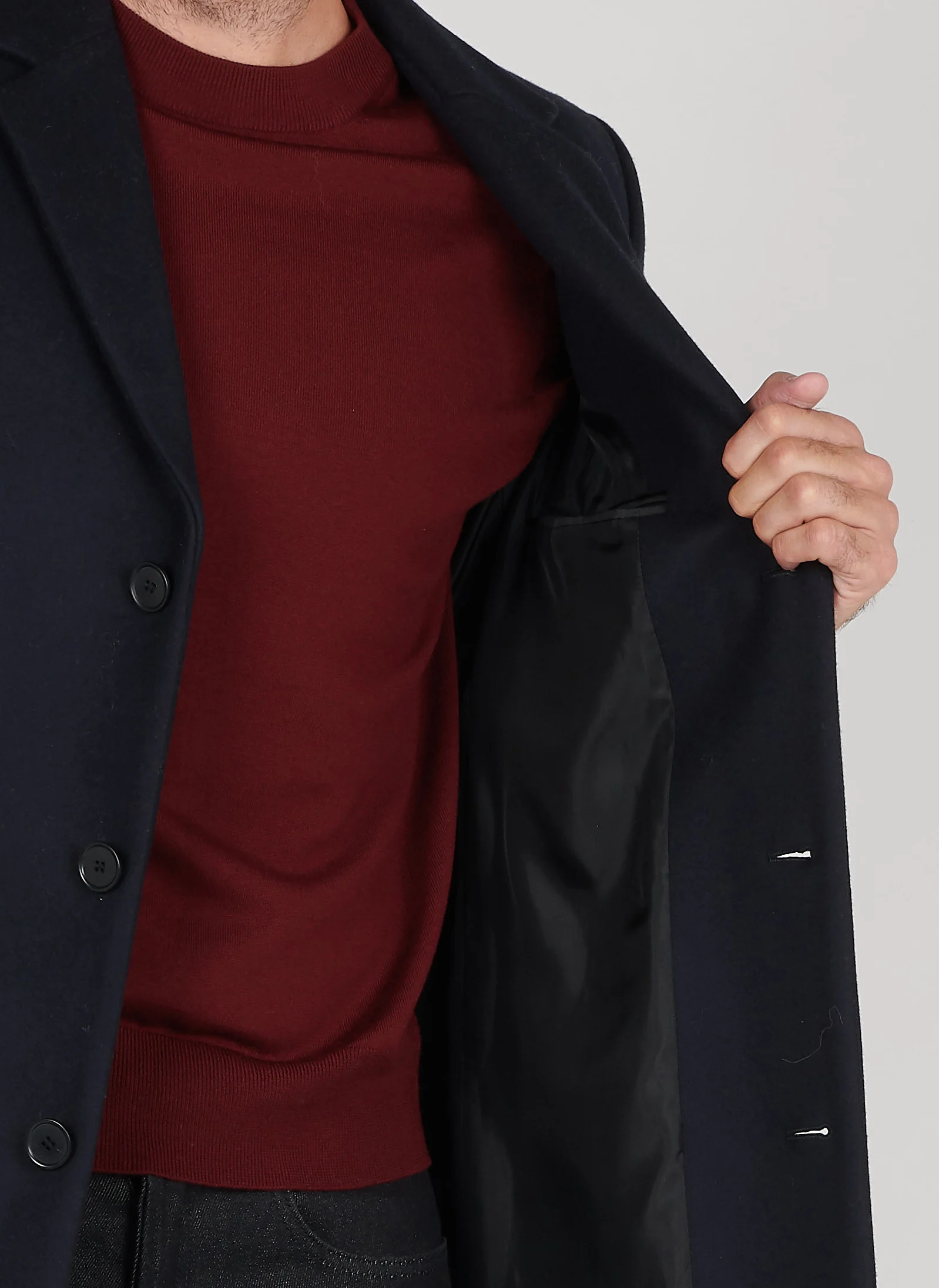 Manteau col tailleur regular-fit en laine mélangée | Bleu