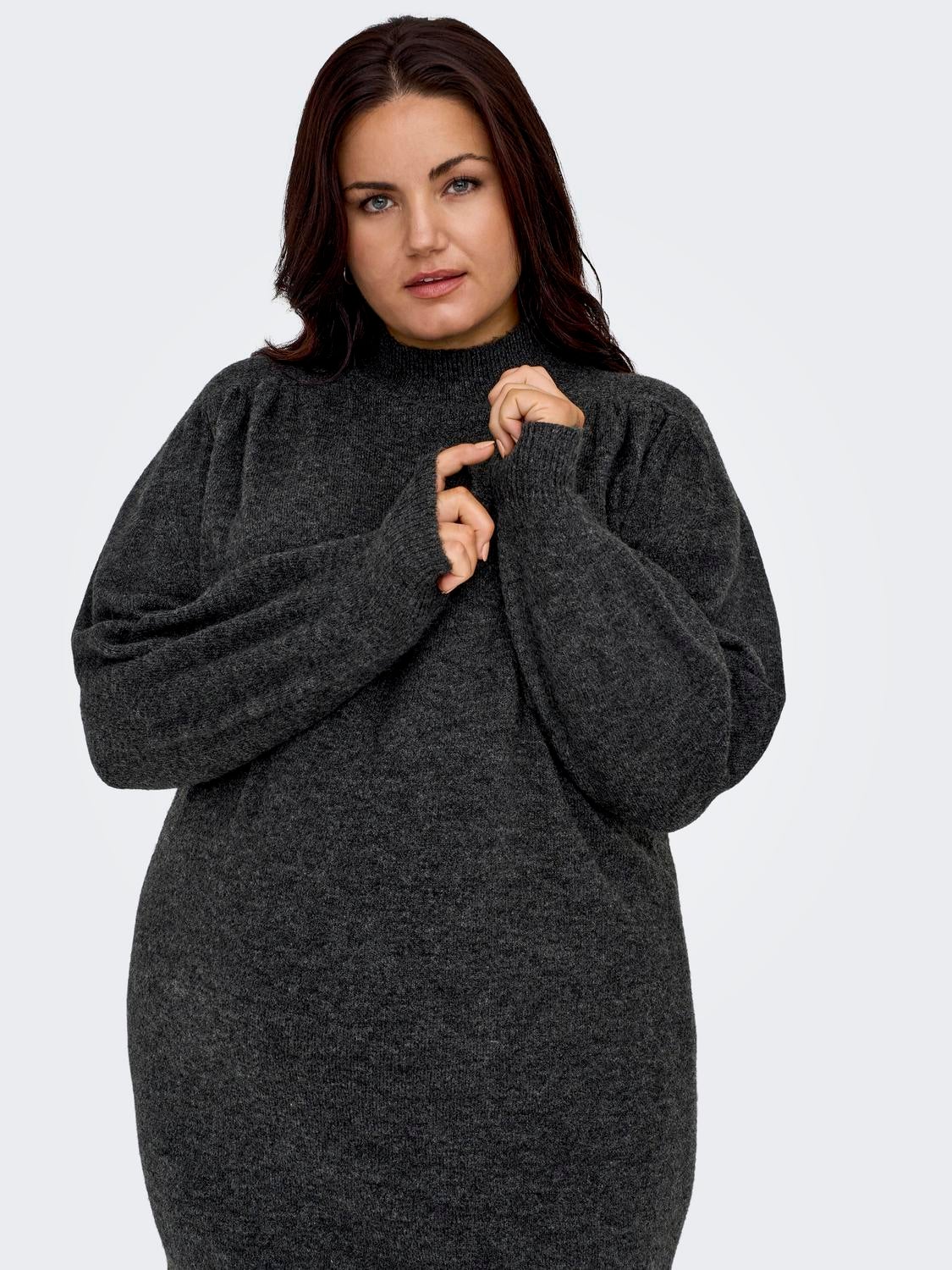CAREMILIA Langes Kleid Dark Grey Melange