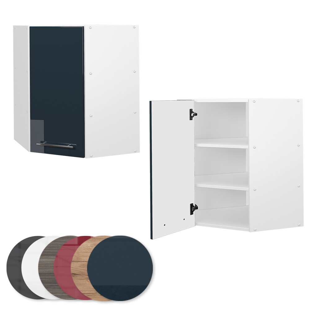 Vicco Eckhängeschrank Fame-Line Weiß Dunkelblau Hochglanz 57 cm