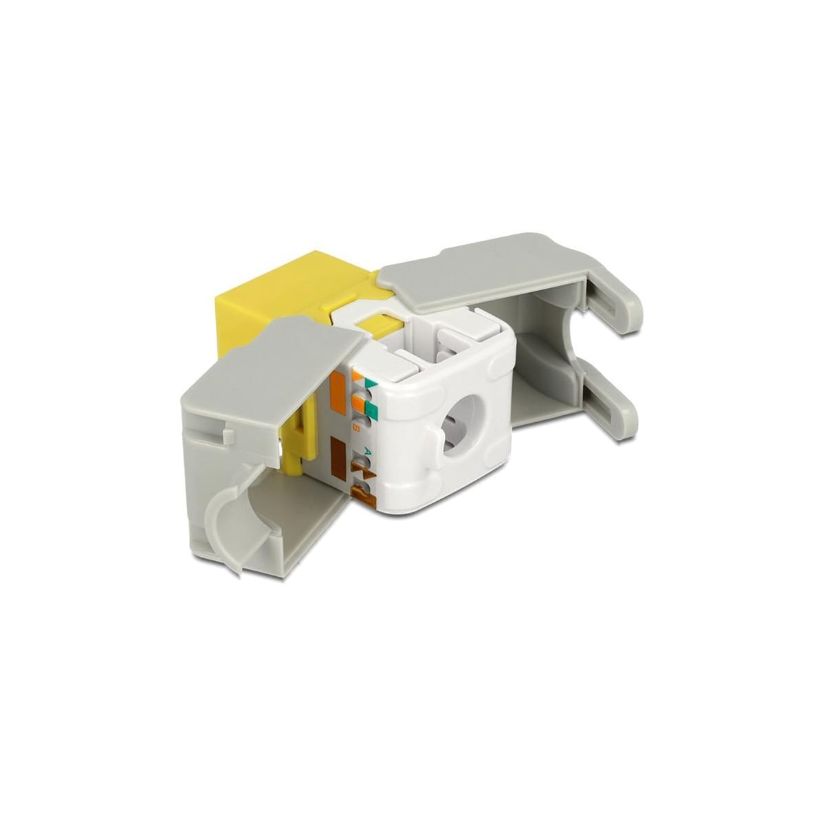 DeLOCK UTP Cat6 Keystone modul, RJ45 ho - LSA Cat6, Tool-free gul/grå