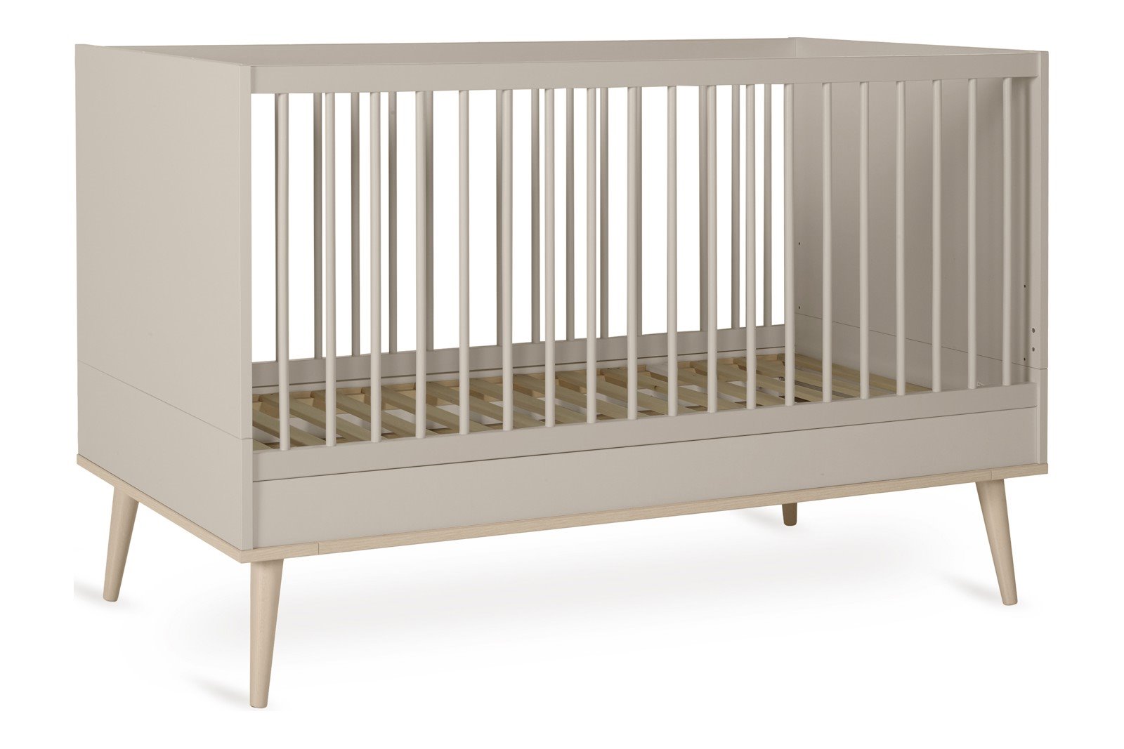 Flow vokseseng Vokseseng i bøk/melamin med justerbar madrasshøyde og avtagbar front. Clay/bøk 70x140 cm. Kombiner med Flow junior kit (selges separat).