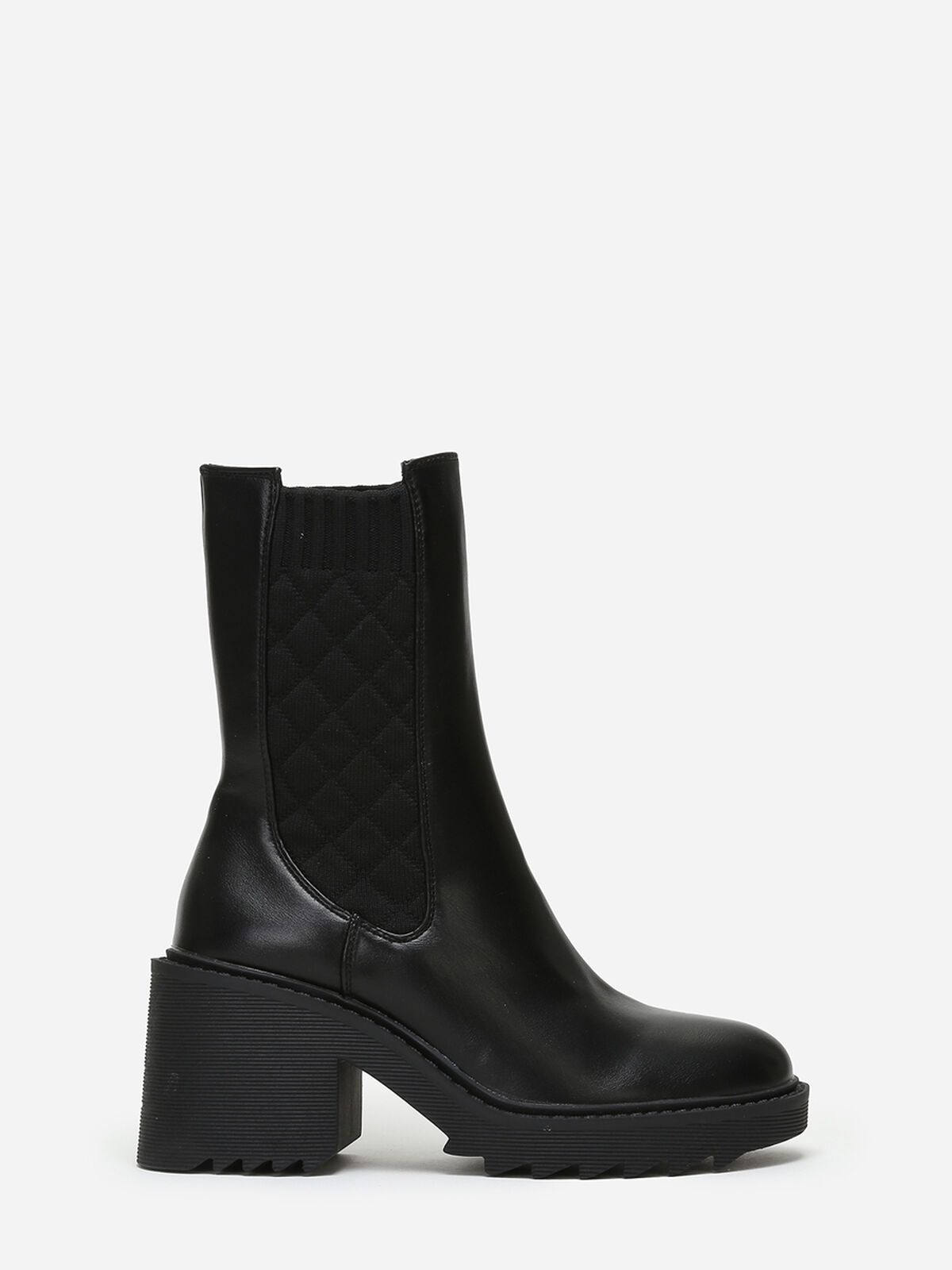 Bottines chelsea effet matelassé- Noir