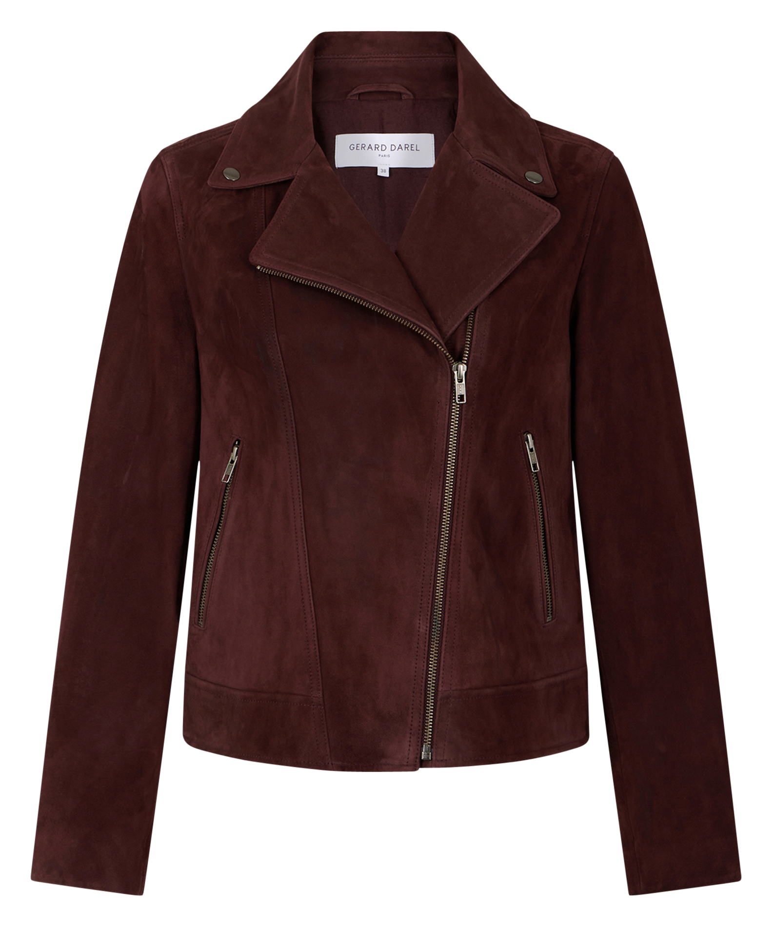 BERNARDE - Veste droite en cuir | Rouge