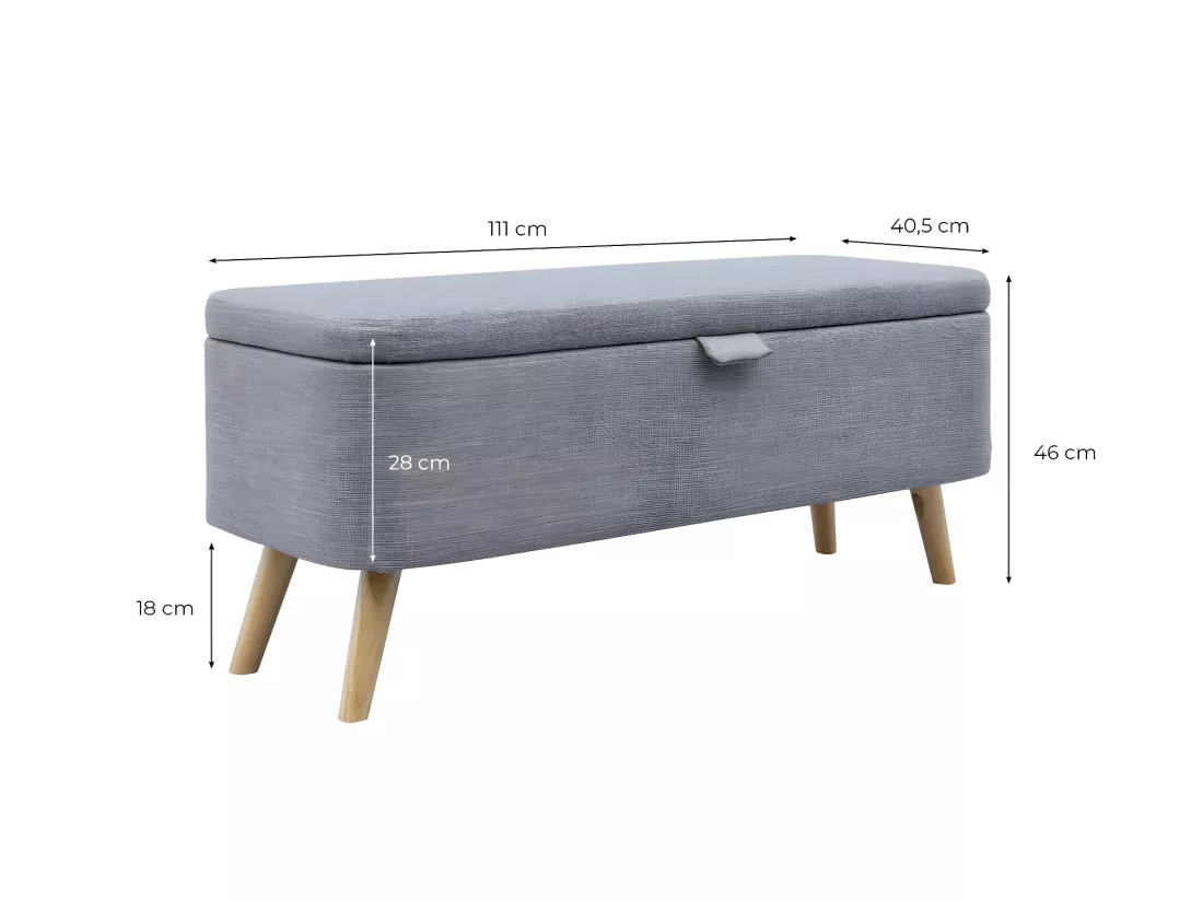 Bout de Lit avec Rangement en Tissu avec Pieds Bois - L101cm