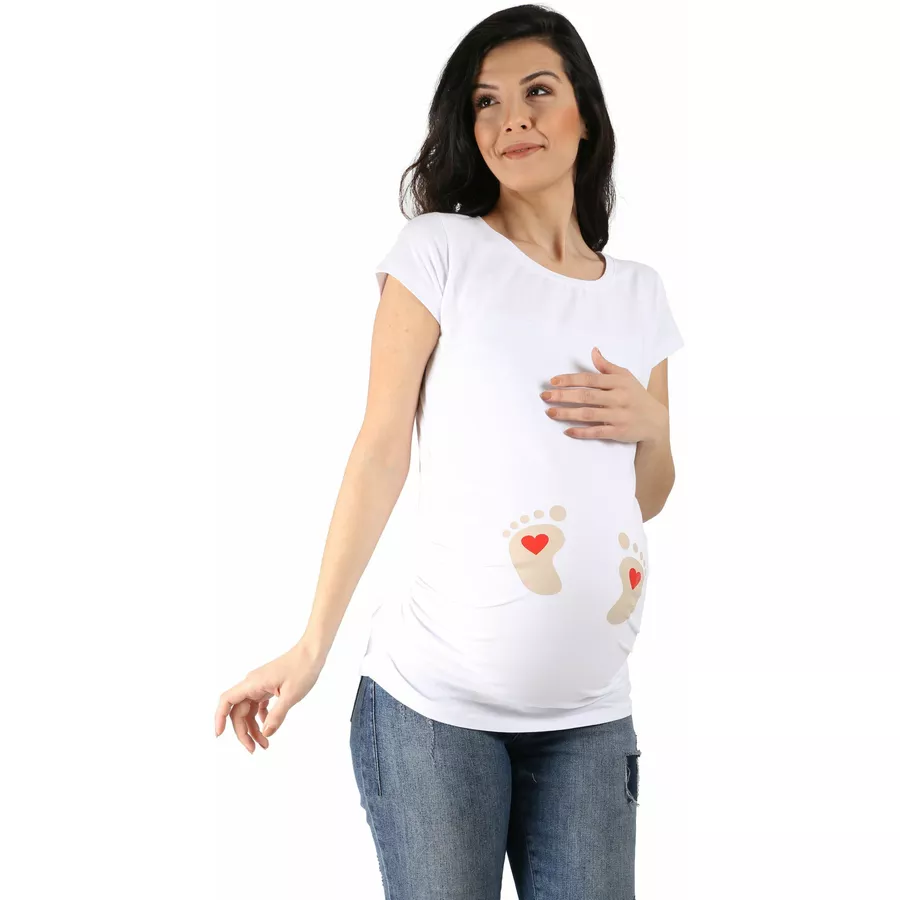 M.M.C. Umstandsshirt Baby Füße mit Motiv Weiß