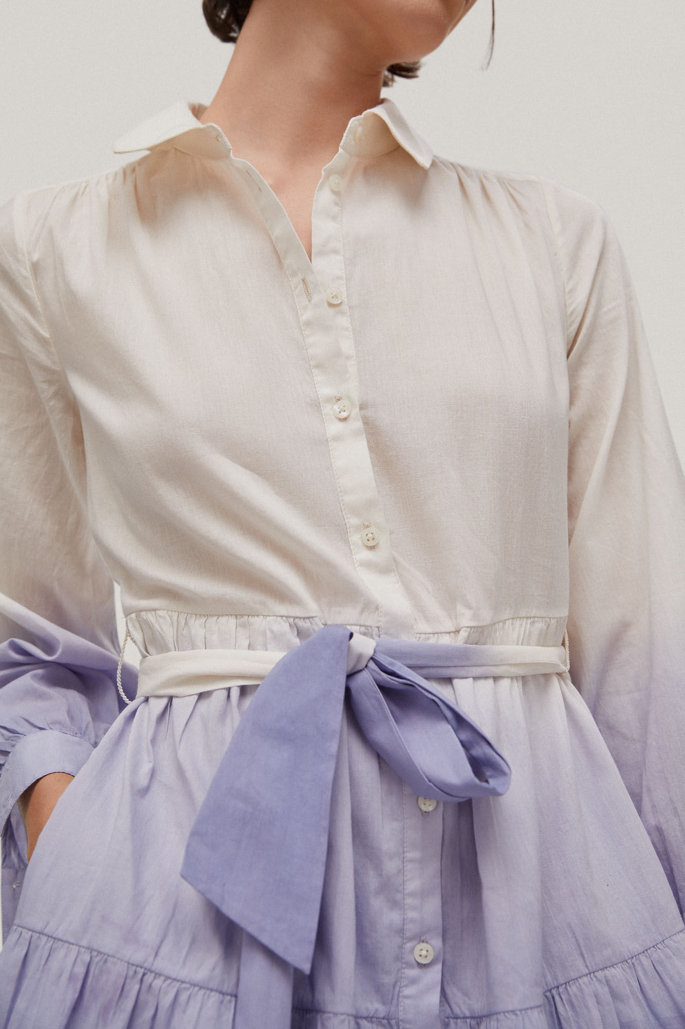 Vestido camisa tie-dye - Azul