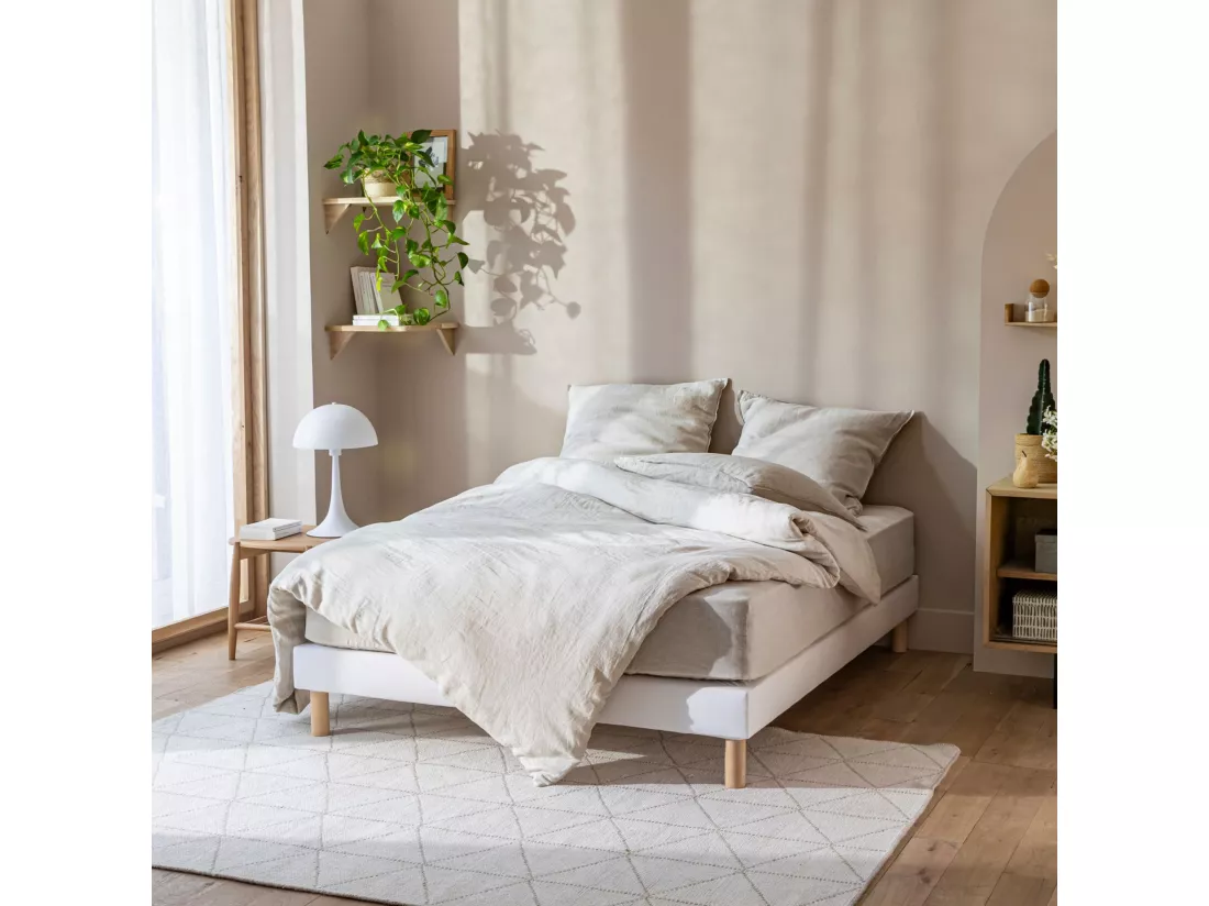 Cache-sommier coton jersey blanc 150x200