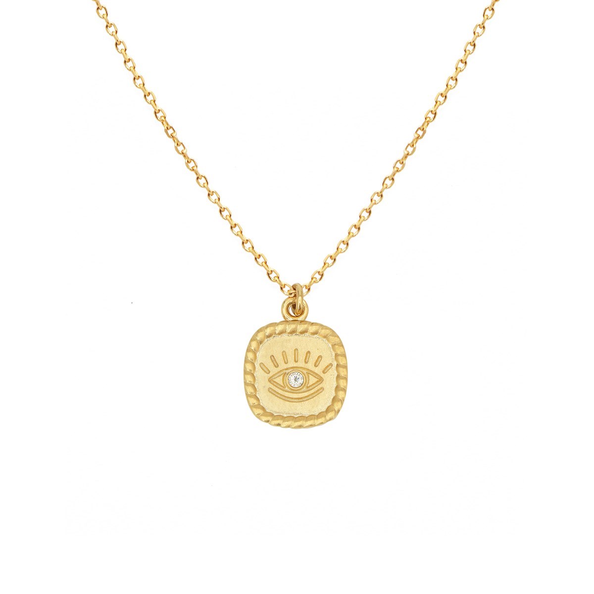 Collier oeil et zircon doré à l'or fin 24K MINI ORACLES