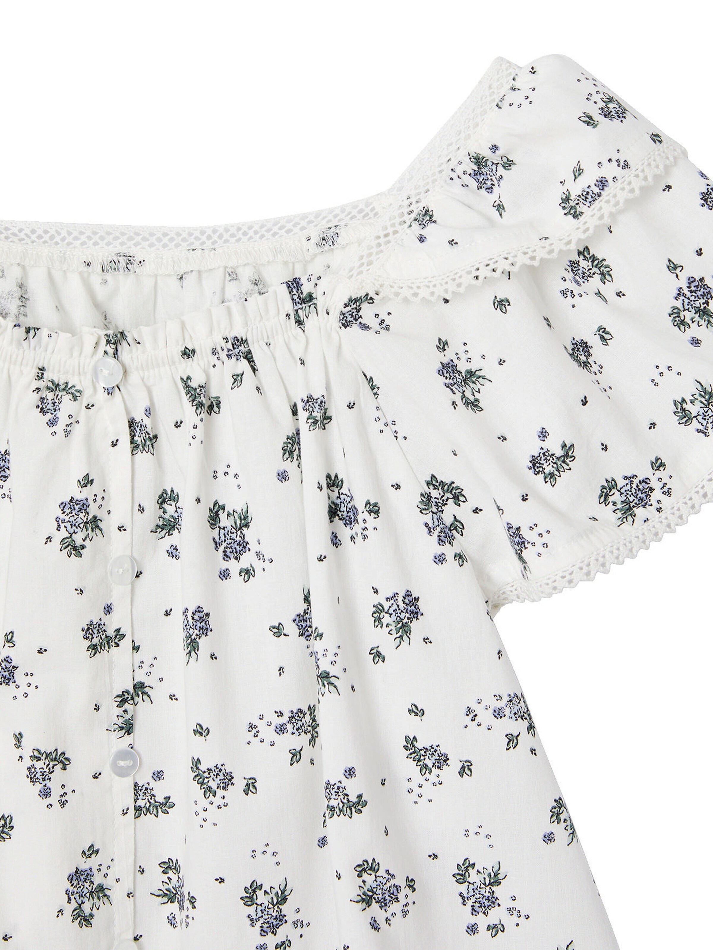 Vertbaudet Mädchen Bluse mit Blumenmuster weiß