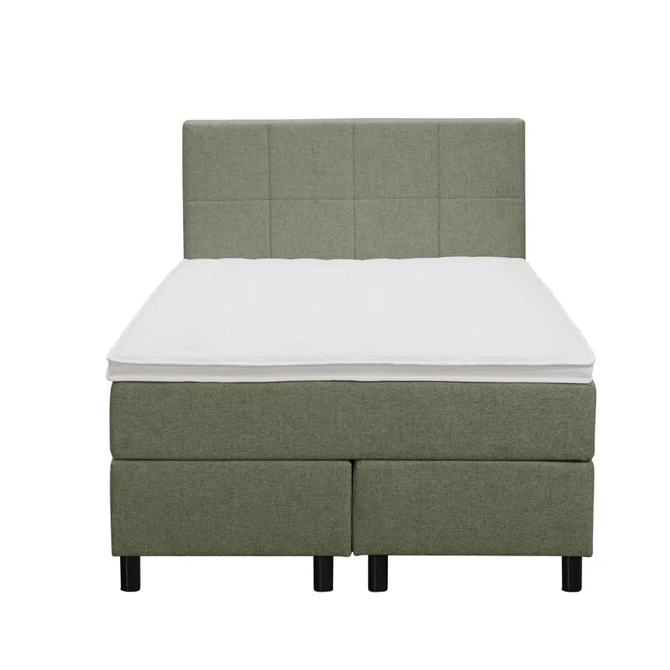 Boxspring Liv geblokt - groen - 120x200 cm - ronde poot