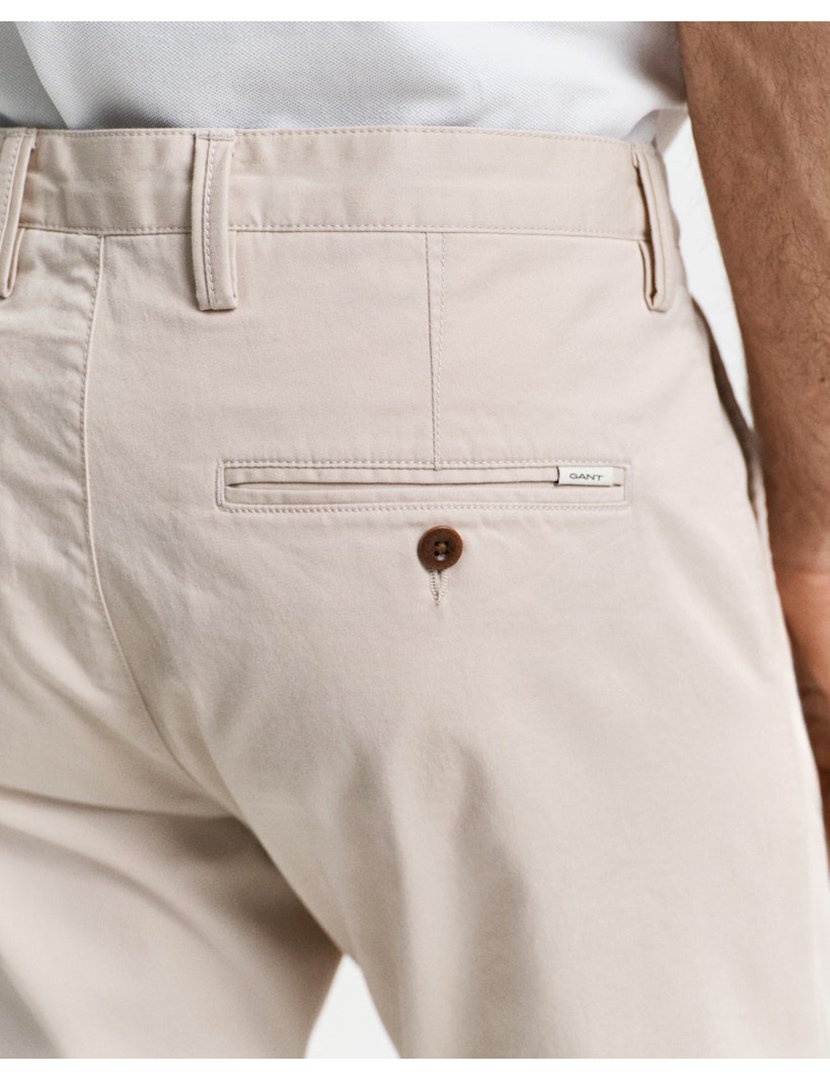 Beige Slim Twill Chino Pants