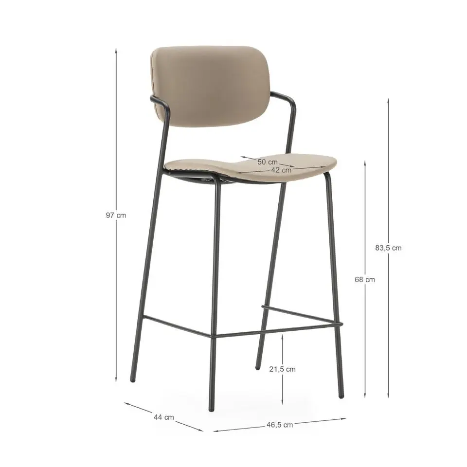 CALICOSY - Set van 2 krukken met zwarte MAIKA - 51x44x66 cm