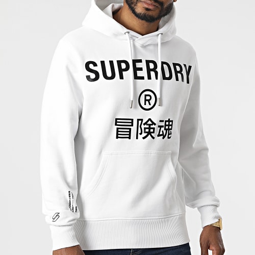 Sweat Capuche Corporate Logo Blanc