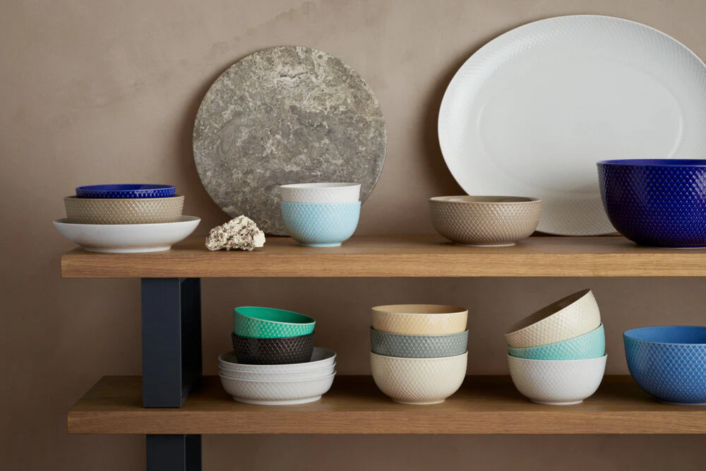 Lyngby Porcelæn  Rhombe Earth Skål, clay - Ø15.5 cm.