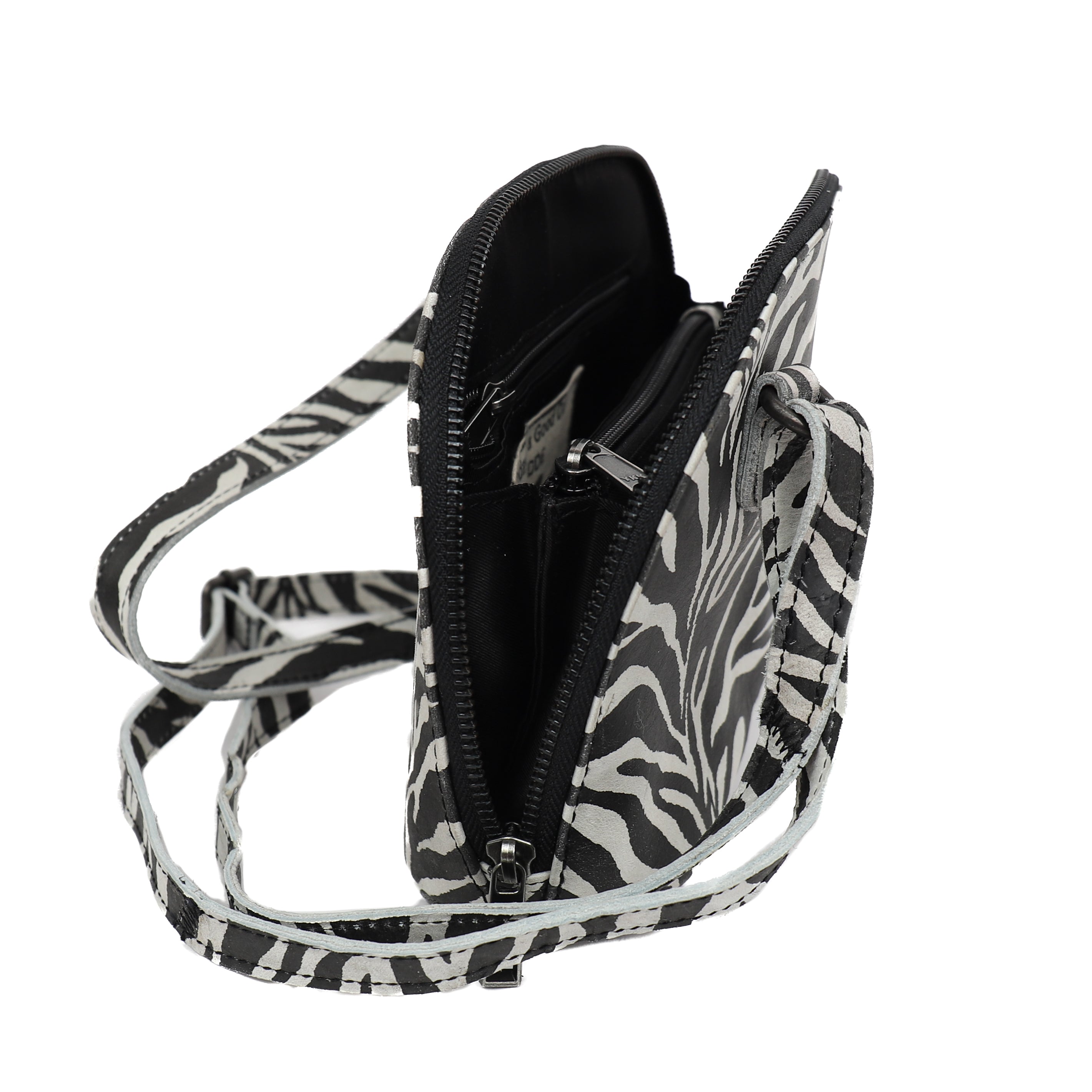 Schoudertasje met rits 'Hidde' zebra Zebra