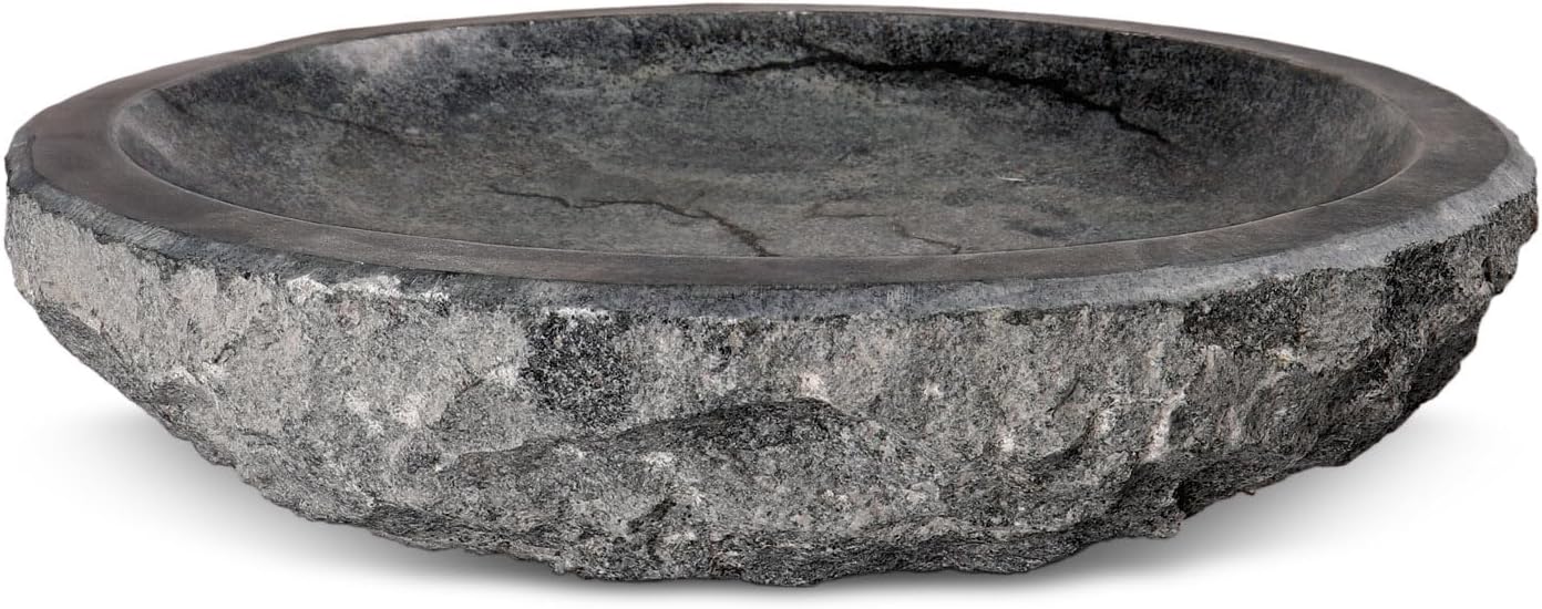 Naturstein Wasserschale GVT2 aus Granit Ø 46cm Vogeltränke groß Garten Stein Boden Vogel Bad frostfest