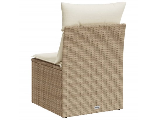 VIDAXL - Canapé de jardin sans accoudoirs coussins beige résine tress...