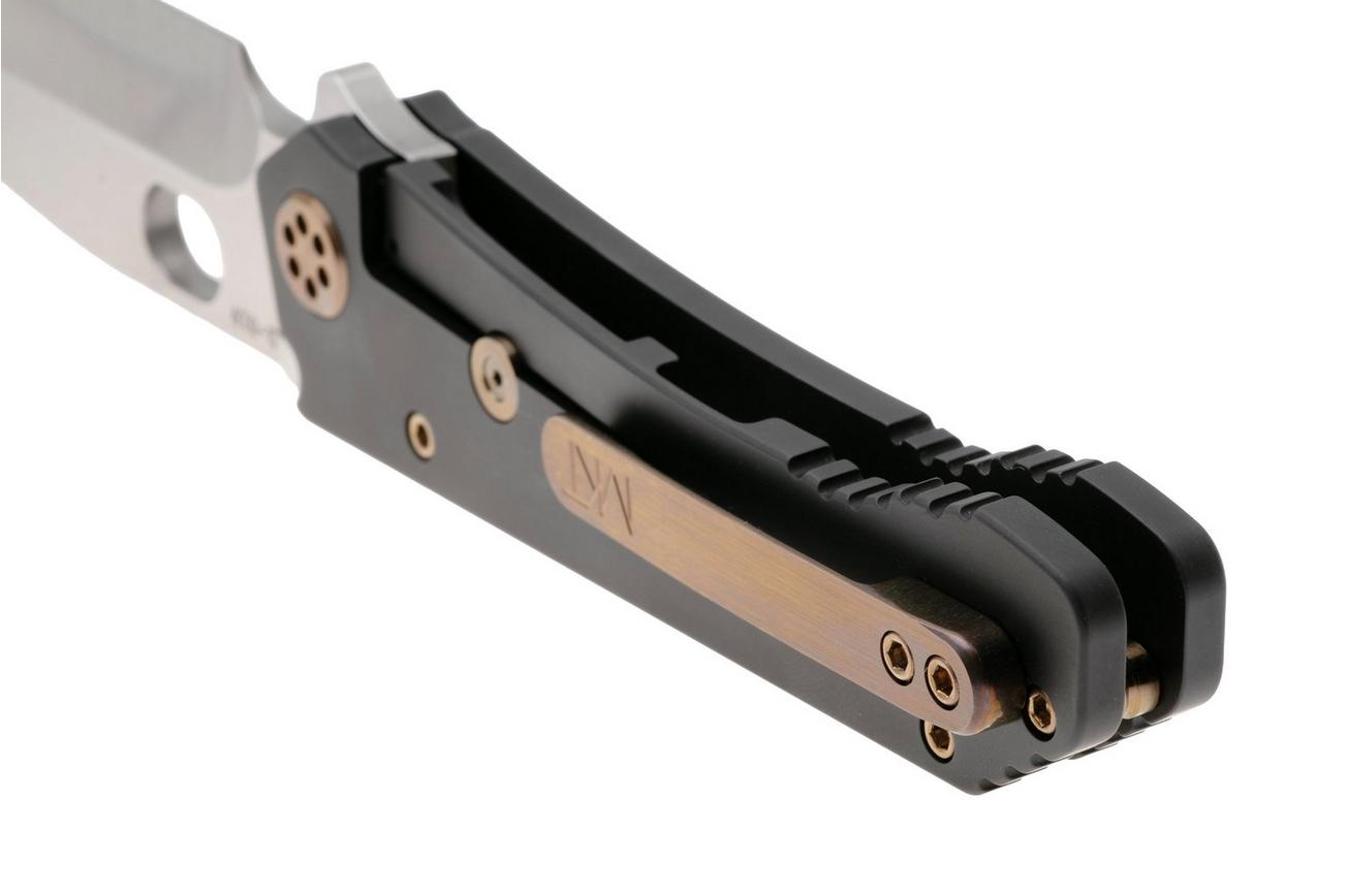 Medford 187 DP 25-187DP-02, Tumbled D2 Droppoint, Black DLC Handle, Brass/Bronze Hardware zakmes