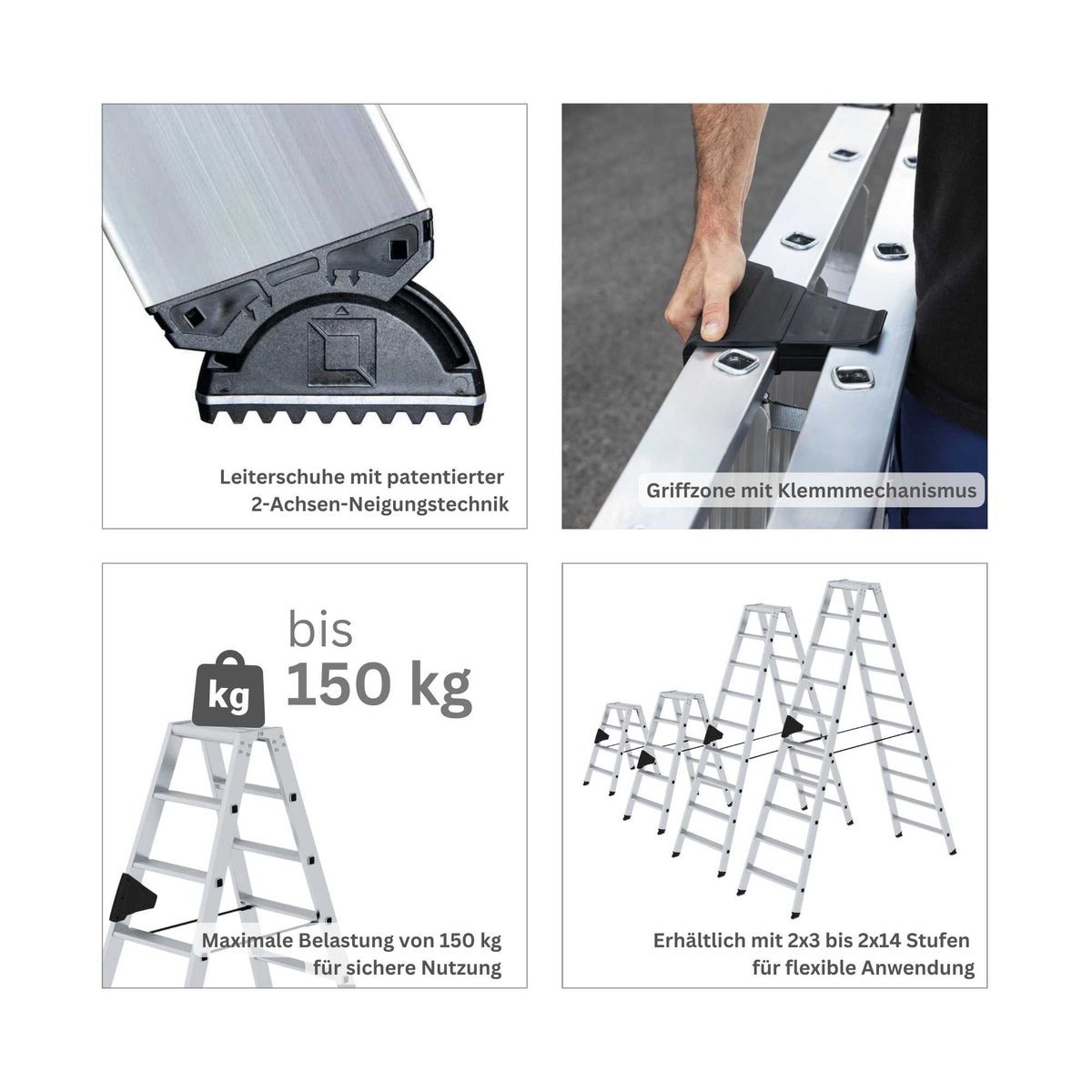 PROREGAL Trapladder, dubbelzijdige toegang, 2 x 4 treden