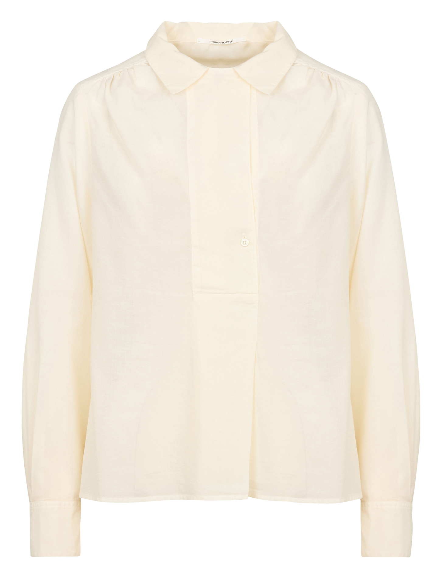 Blouse ample col classique en coton mélangé | Blanc