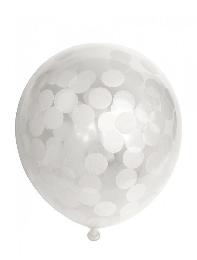 Confetti Ballonnen Wit 30cm 6st