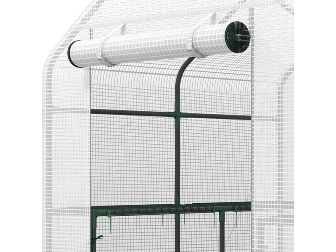 YITAHOME Serre de Jardin Blanc - 3 Niveaux 12 étagères - en Polyéthylène avec Fermeture éclair - Jardin extérieur - 195 x 143 x 143cm