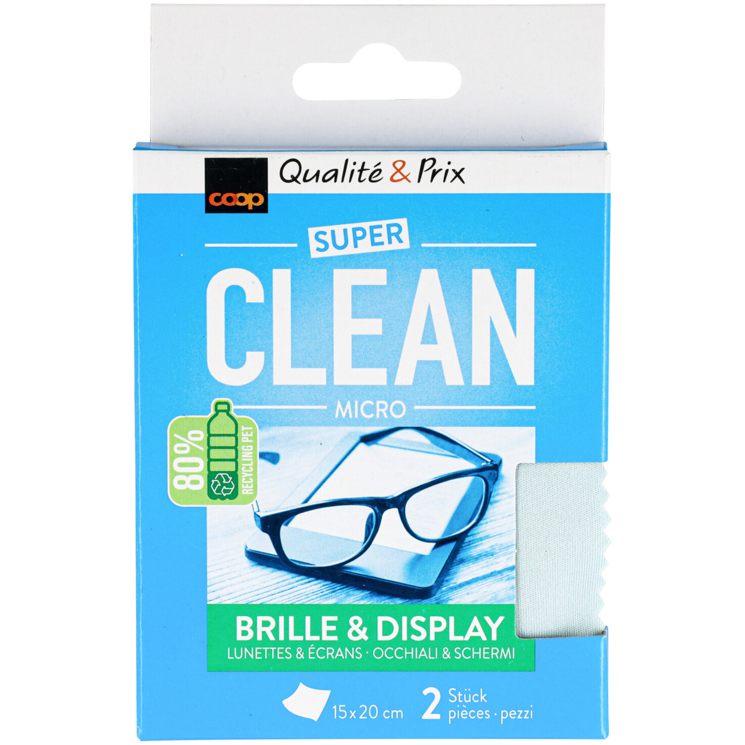 Clean Mikrofaser Brillentuch 2 Stück R-PET