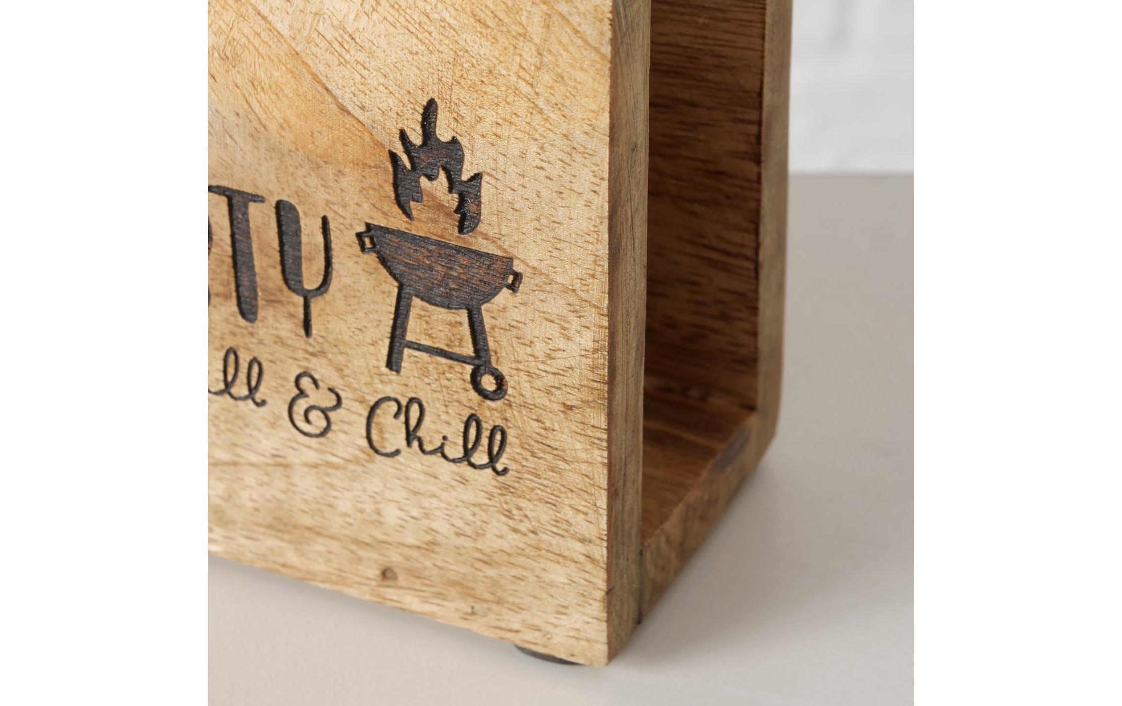 Serviettenhalter BBQ, BraunHalter für Servietten aus Mangoholz