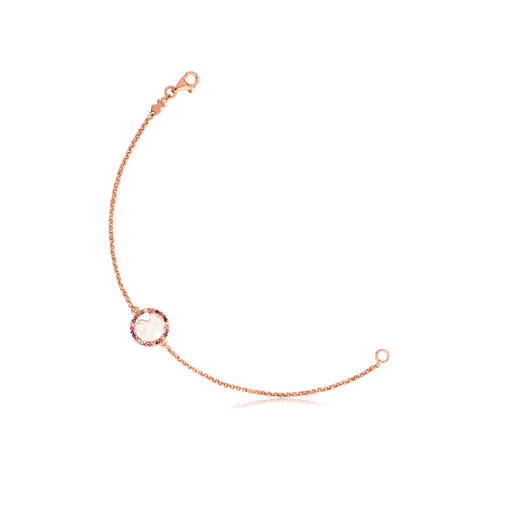Pulseira Camille com banho de ouro rosa 18k sobre prata e pedras preciosas.