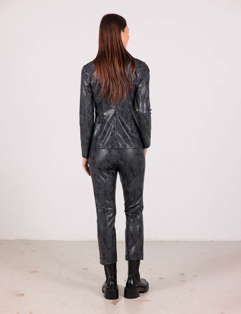 HBT EUPHORIA | CHELSEA PANTALON DROIT NOIR EFFET CUIR