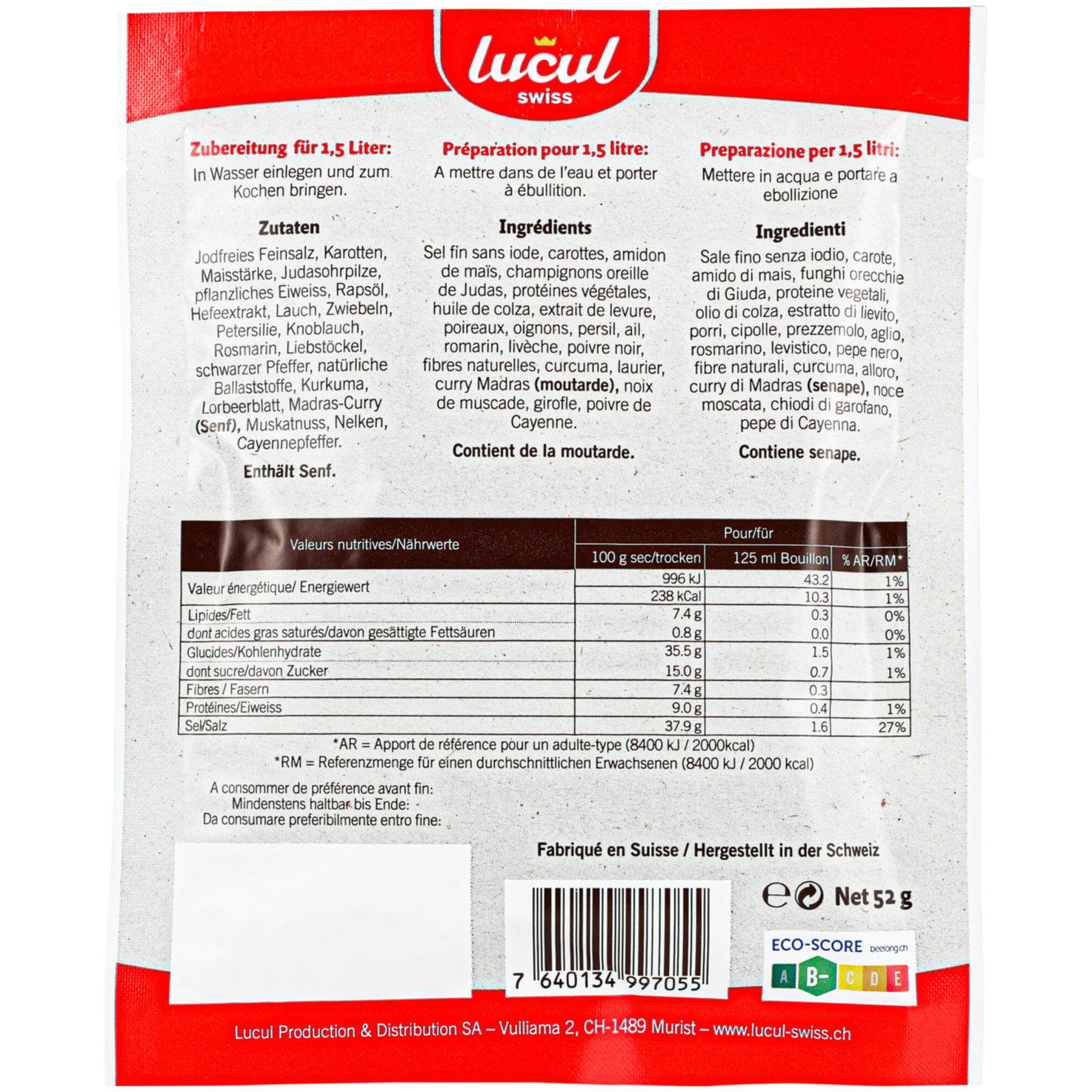 Lucul Bouillon Mongole Fondue Mix