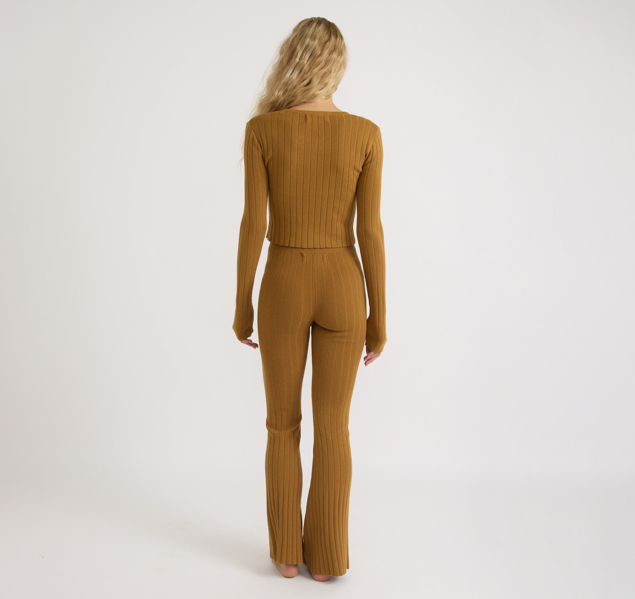 COTTON<br>Soft Knit Rib High-Rise Flare Pants