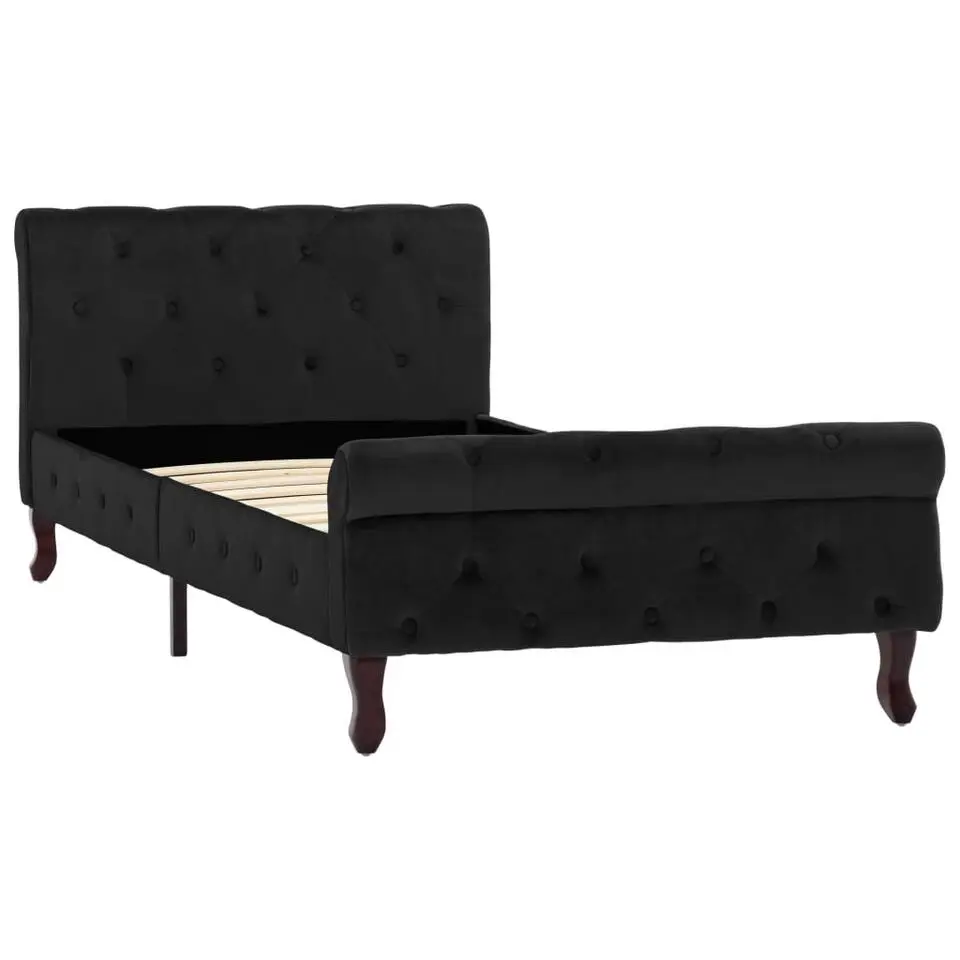 vidaXL - Bed frame met hoofdbord - Zwart - Fluweel - 90x200 cm