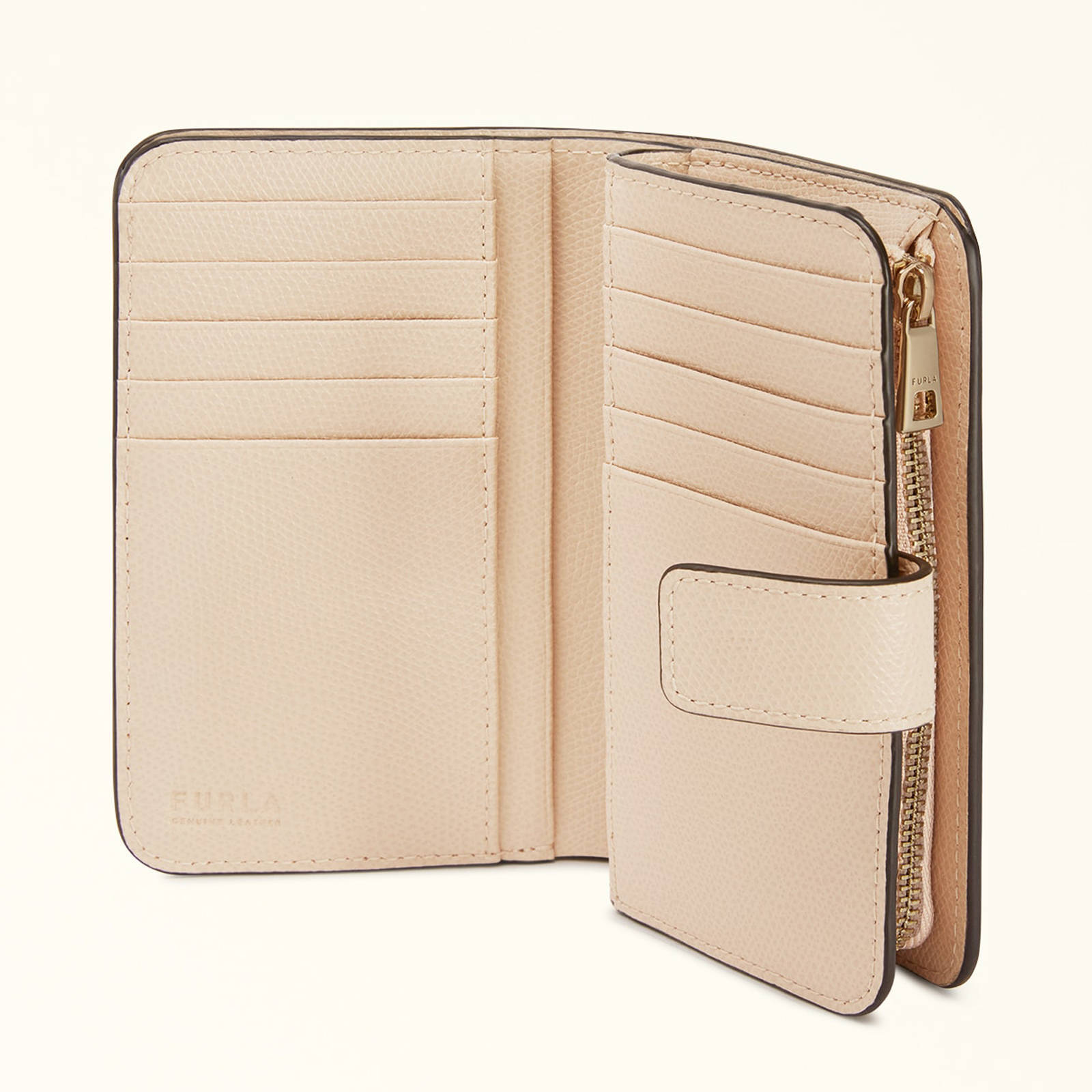 Furla leren portemonnee Camelia Compact M lichtroze